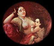 Raja Ravi Varma The suckling child oil on canvas